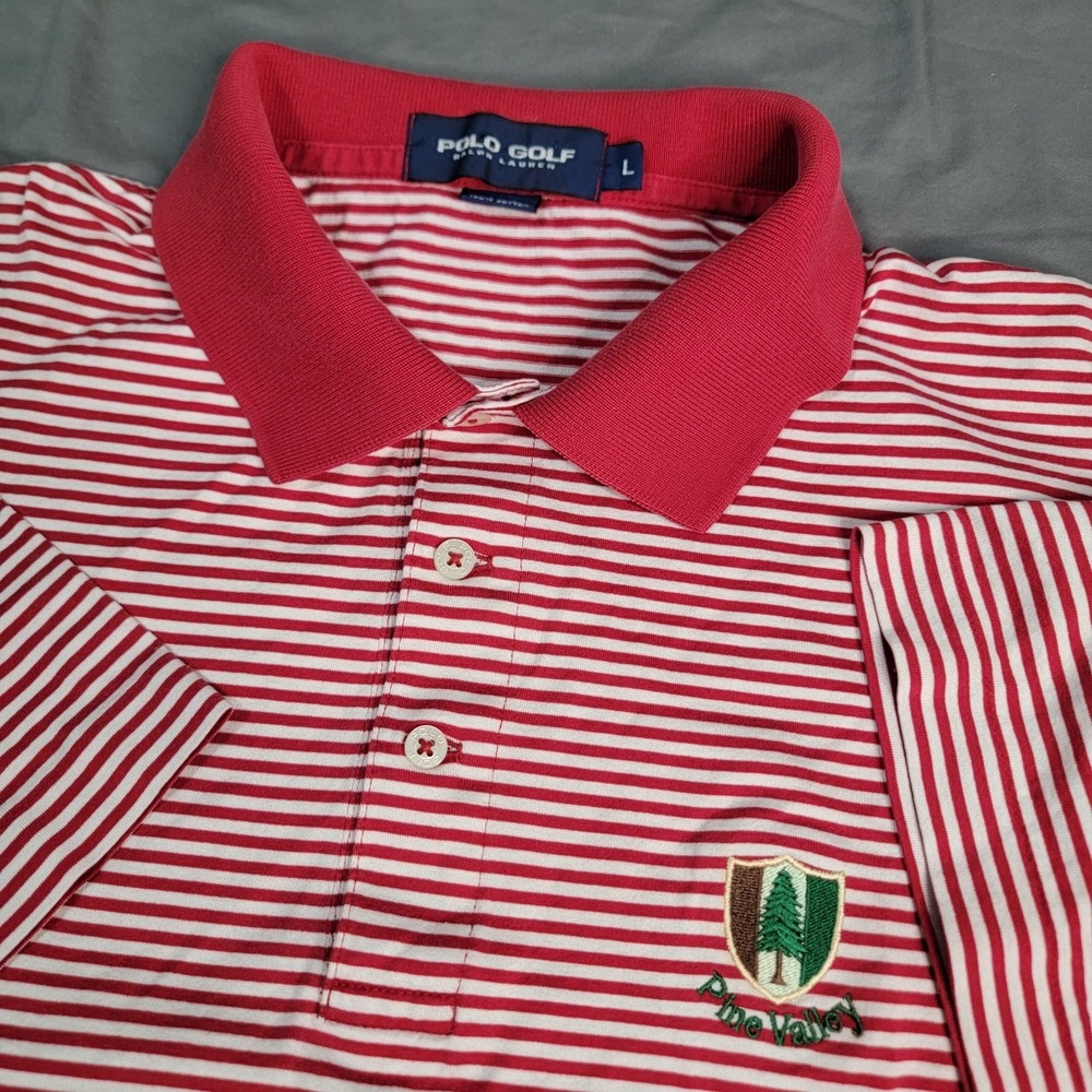 Pine Valley Golf Club Shirt Men's Large Polo Ralph Lauren Golf Polo Red Striped